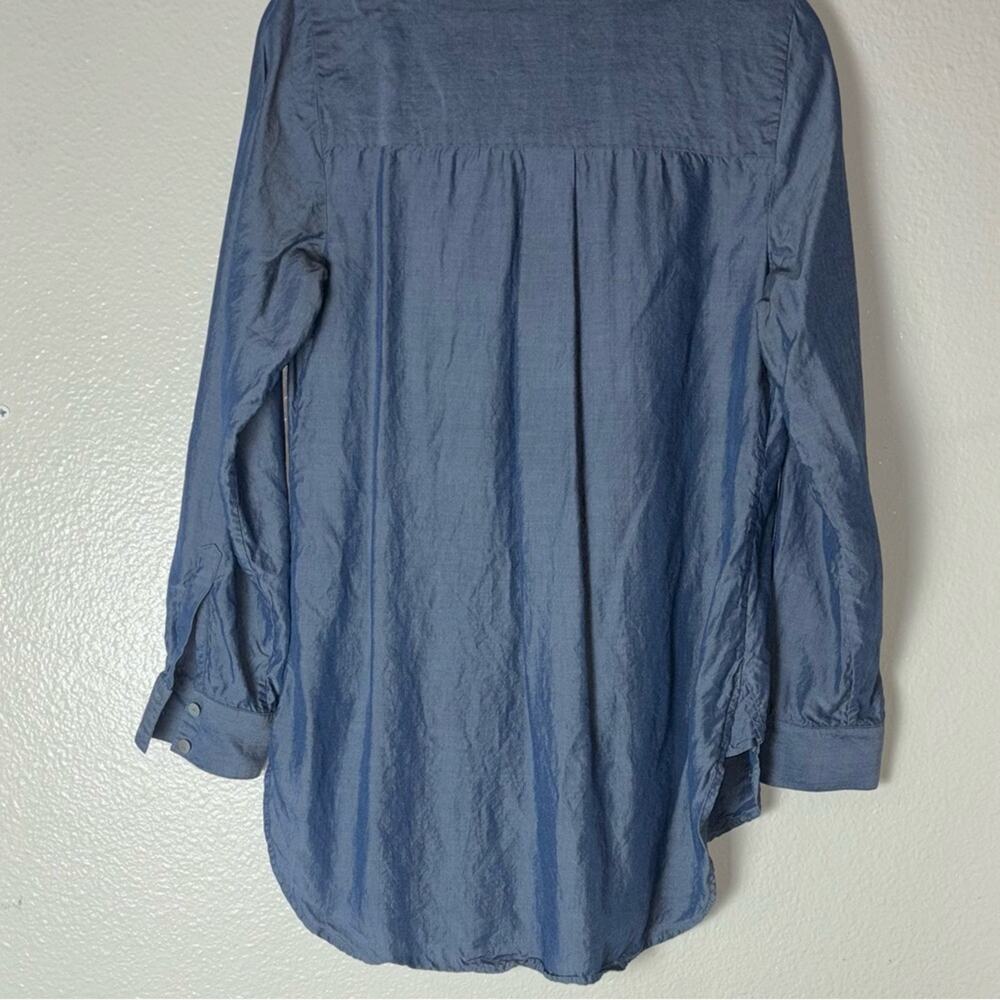 Soft Surroundings Tencel Popover Blouse Women's Size Small Blue Chambray - Picture 10 of 16